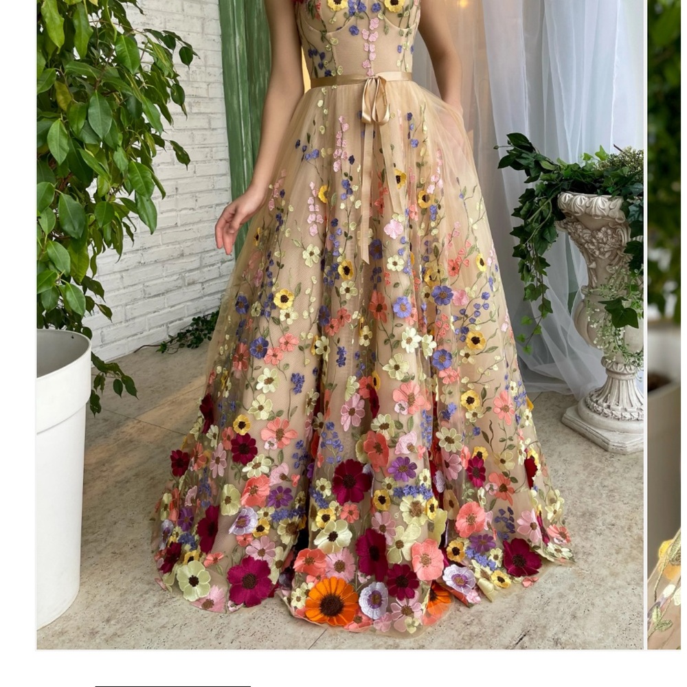 Teuta Matoshi Style Floral Garden Party Gown